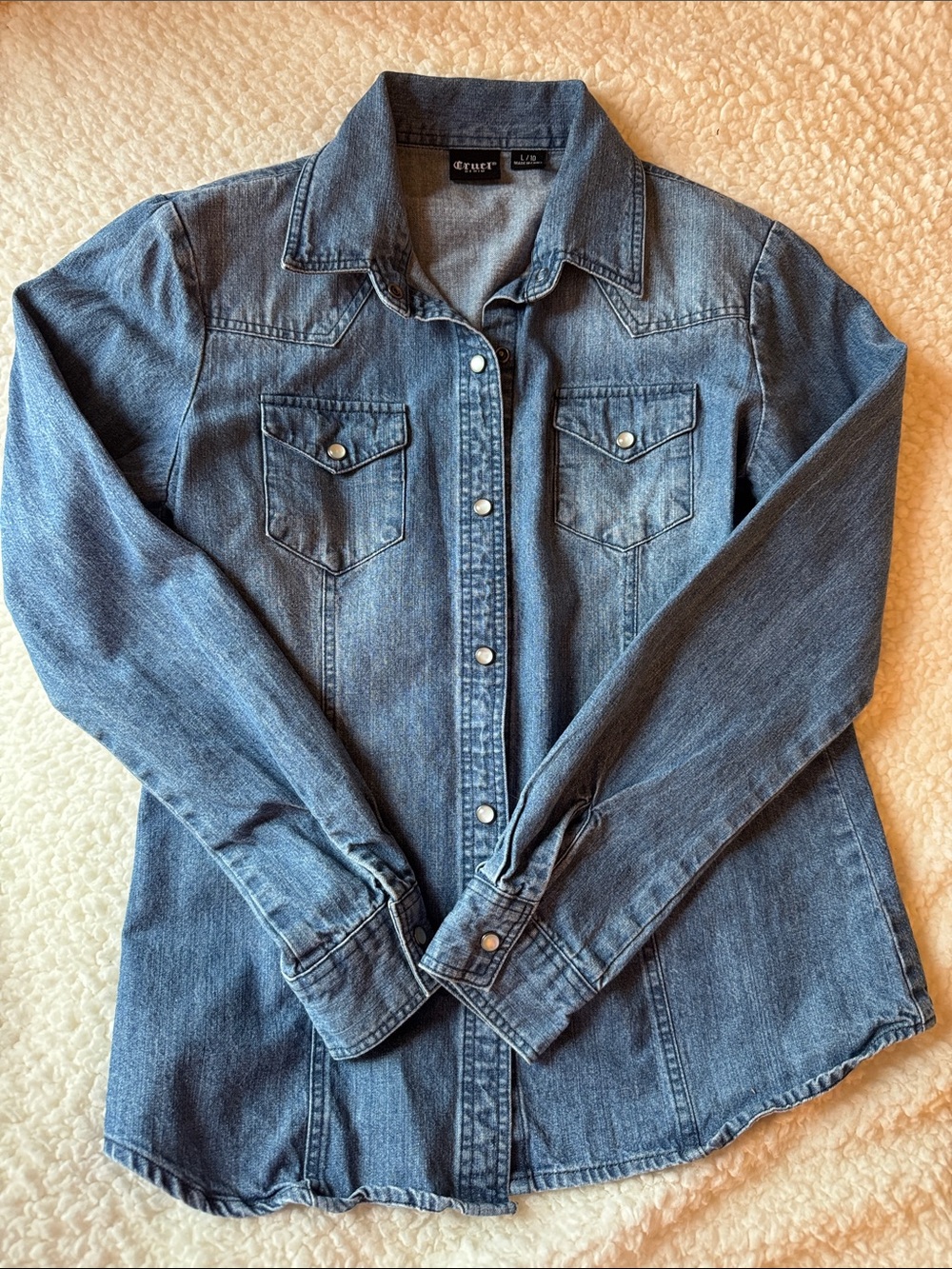 Girls denim snap shirt